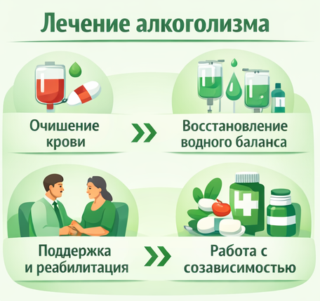 лечение алкоголизма в Уяре этапы